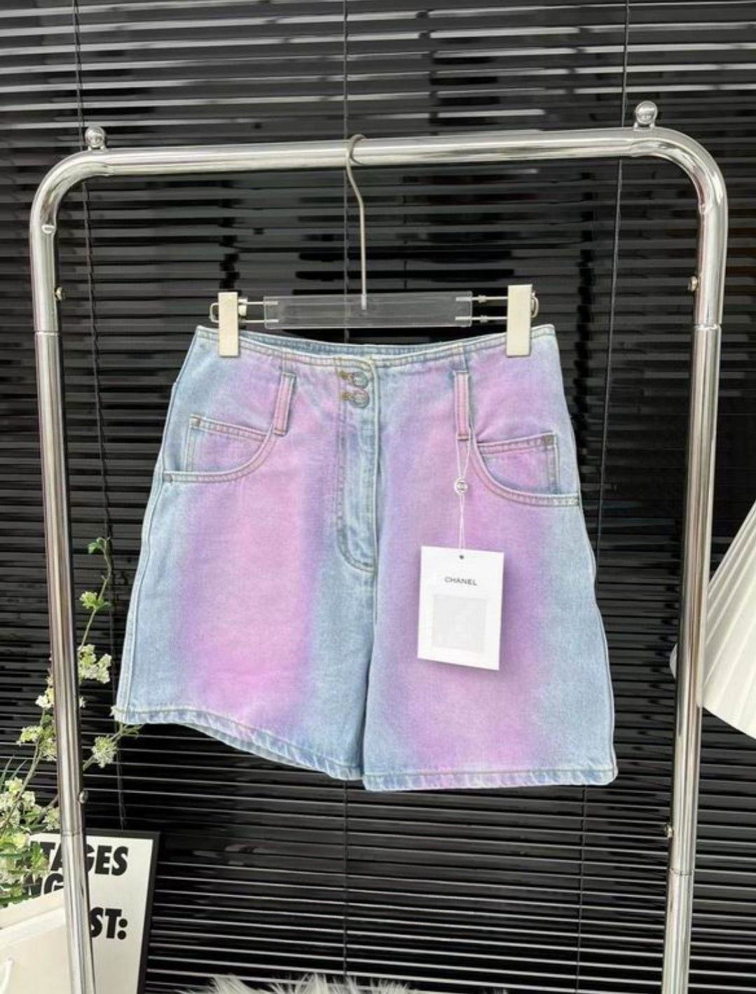 C #Gradient Pink Denim Shorts