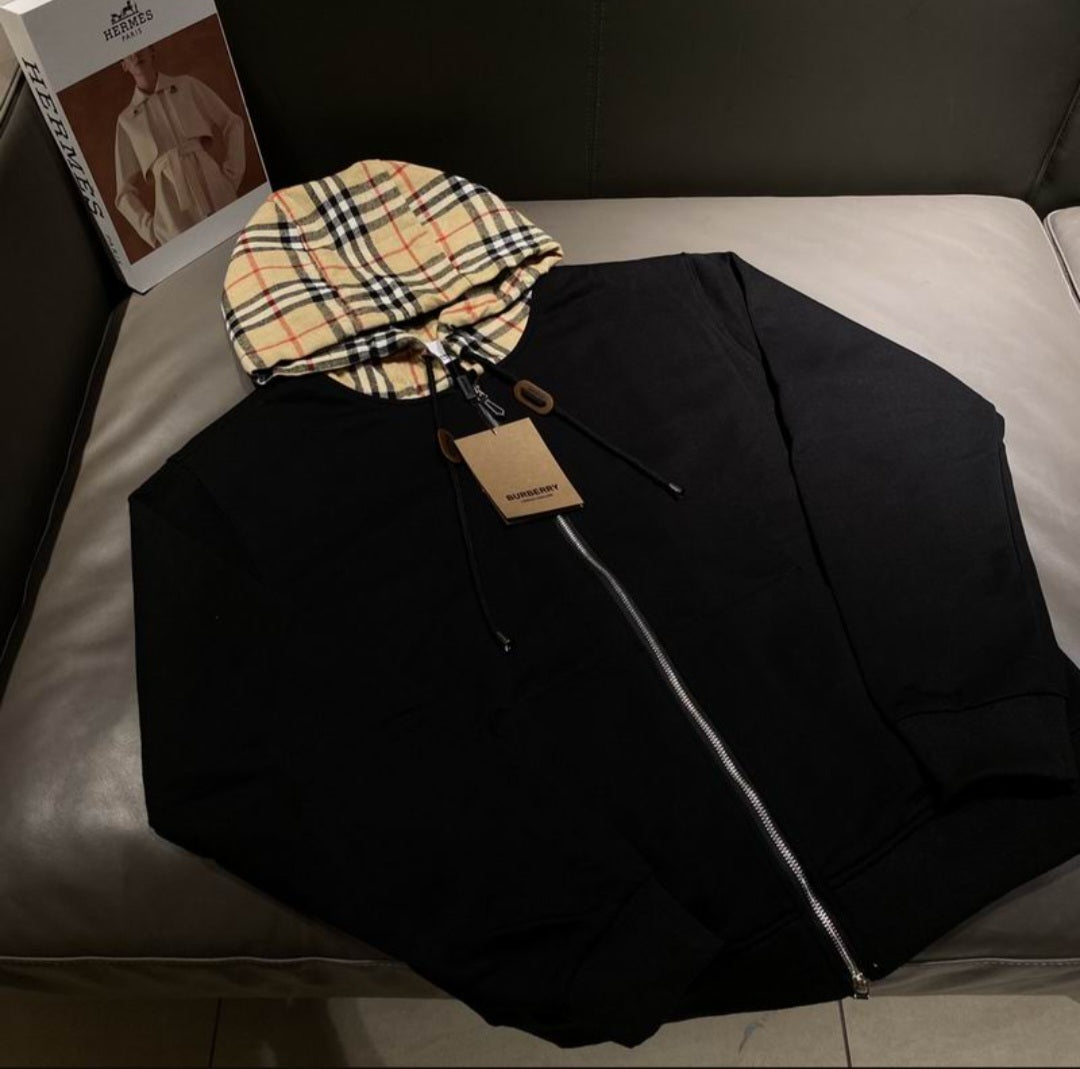 Bur #Check Zip Hoodie