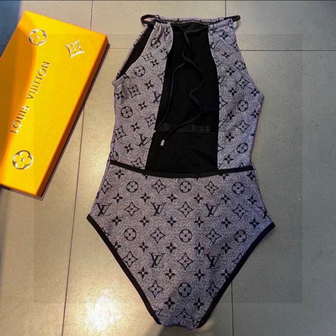LV #Black/Silver Monogram One Piece