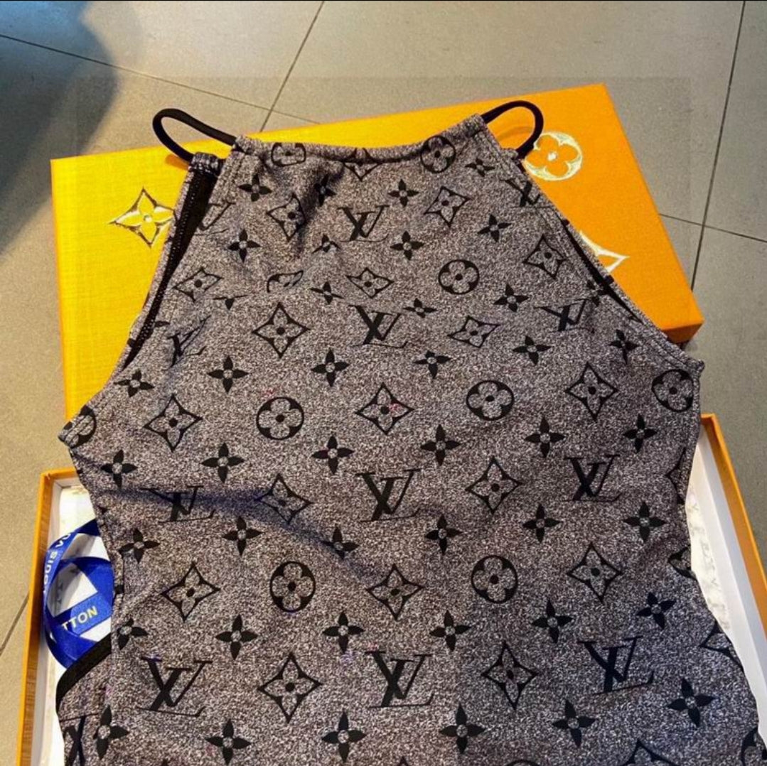 LV #Black/Silver Monogram One Piece