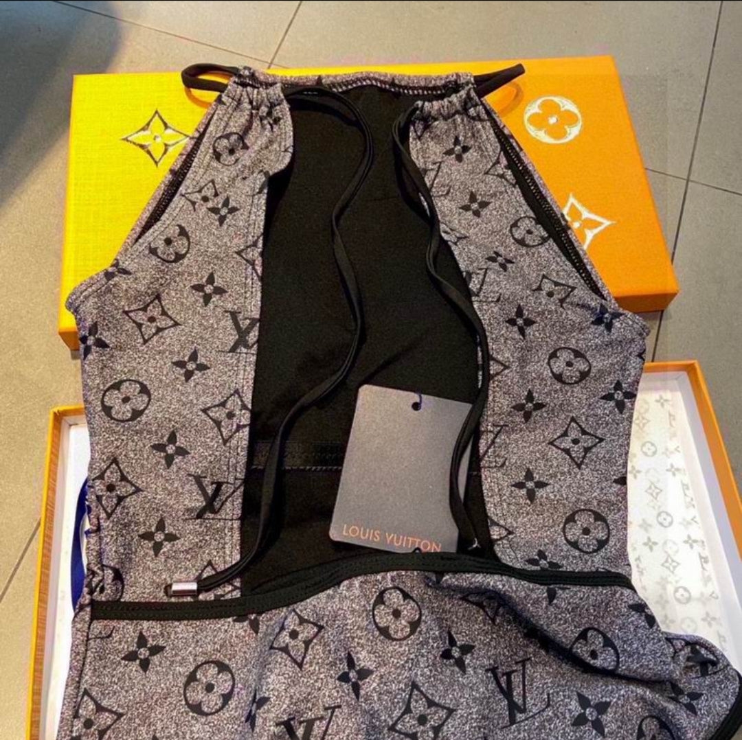 LV #Black/Silver Monogram One Piece