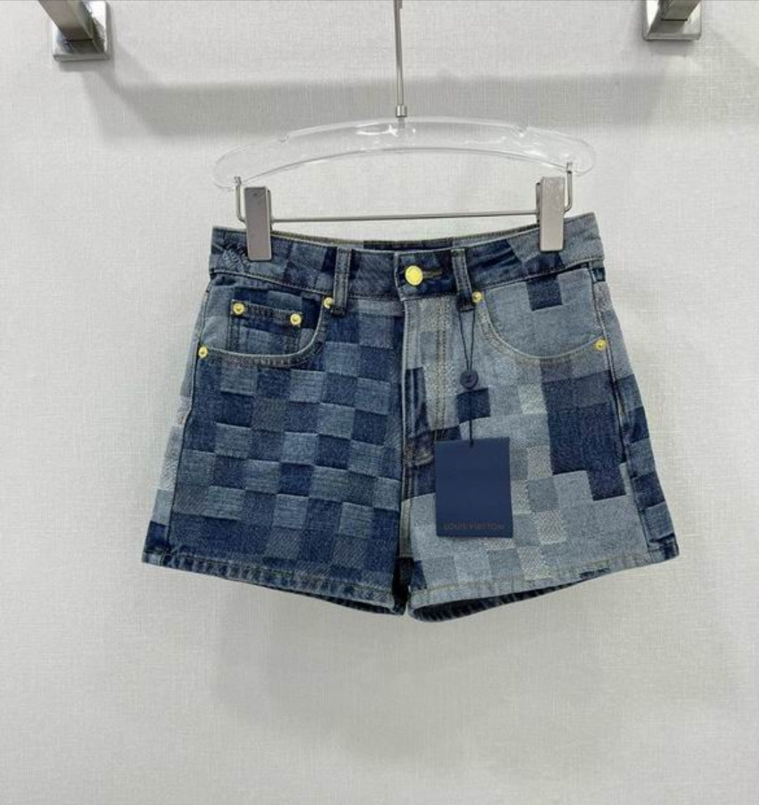 LV #Damier Skate Denim Shorts