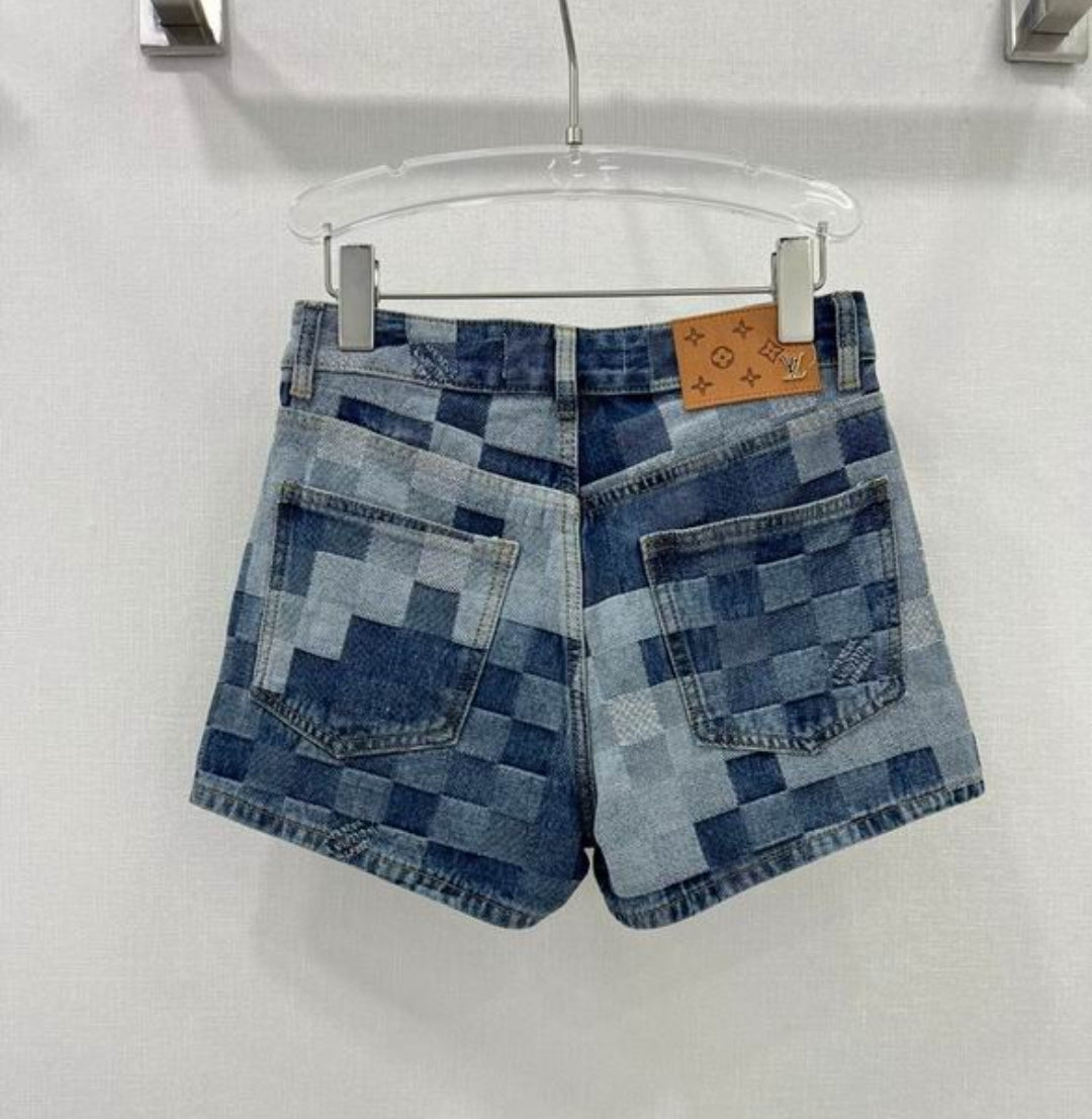 LV #Damier Skate Denim Shorts