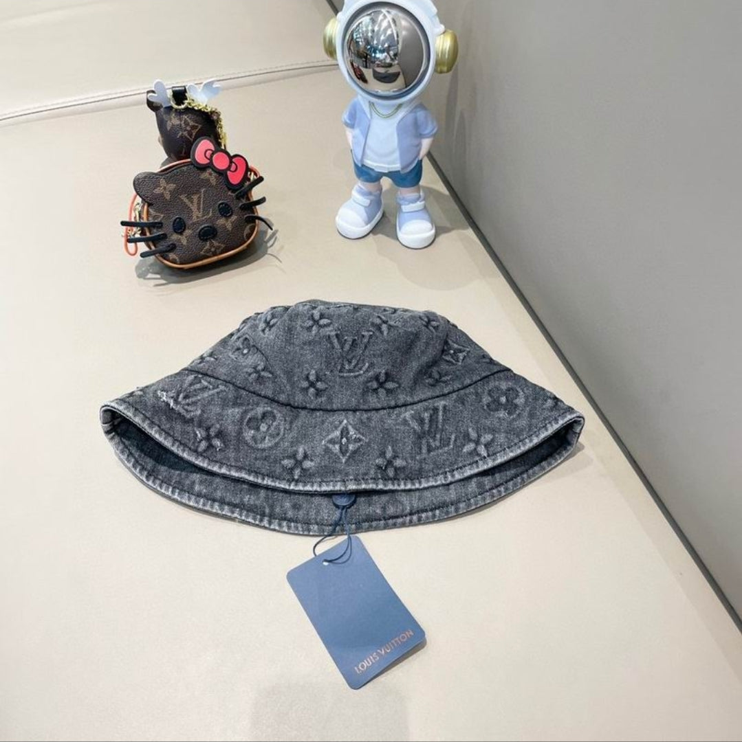 LV #Embossed Monogram Denim Bucket