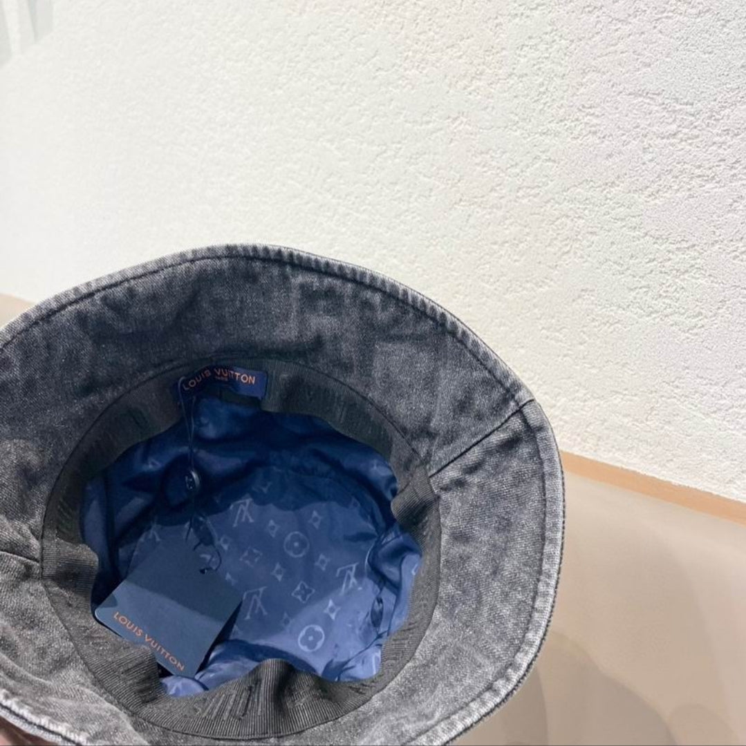 LV #Embossed Monogram Denim Bucket