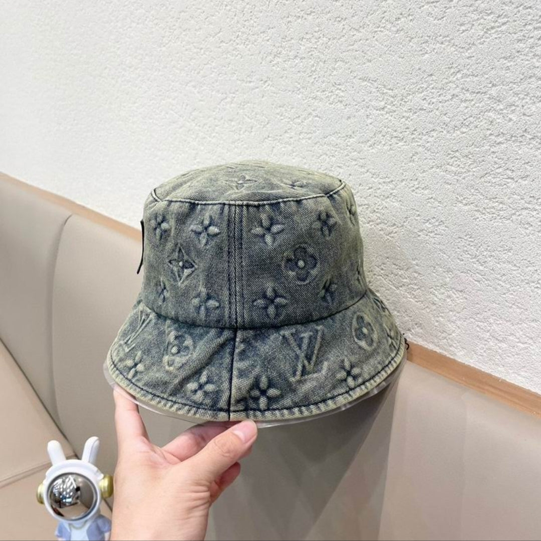 LV #Embossed Monogram Denim Bucket