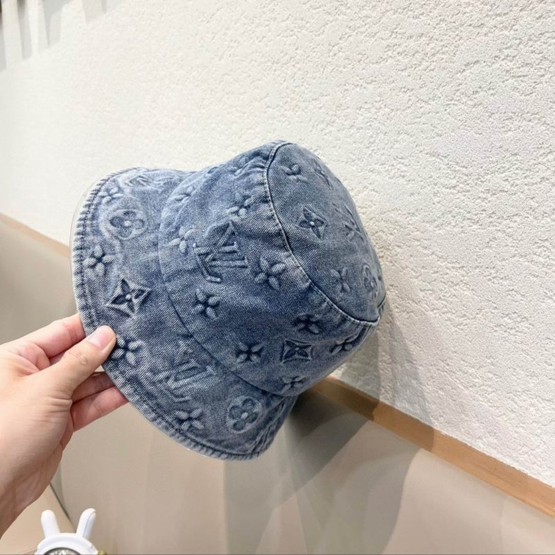 LV #Embossed Monogram Denim Bucket