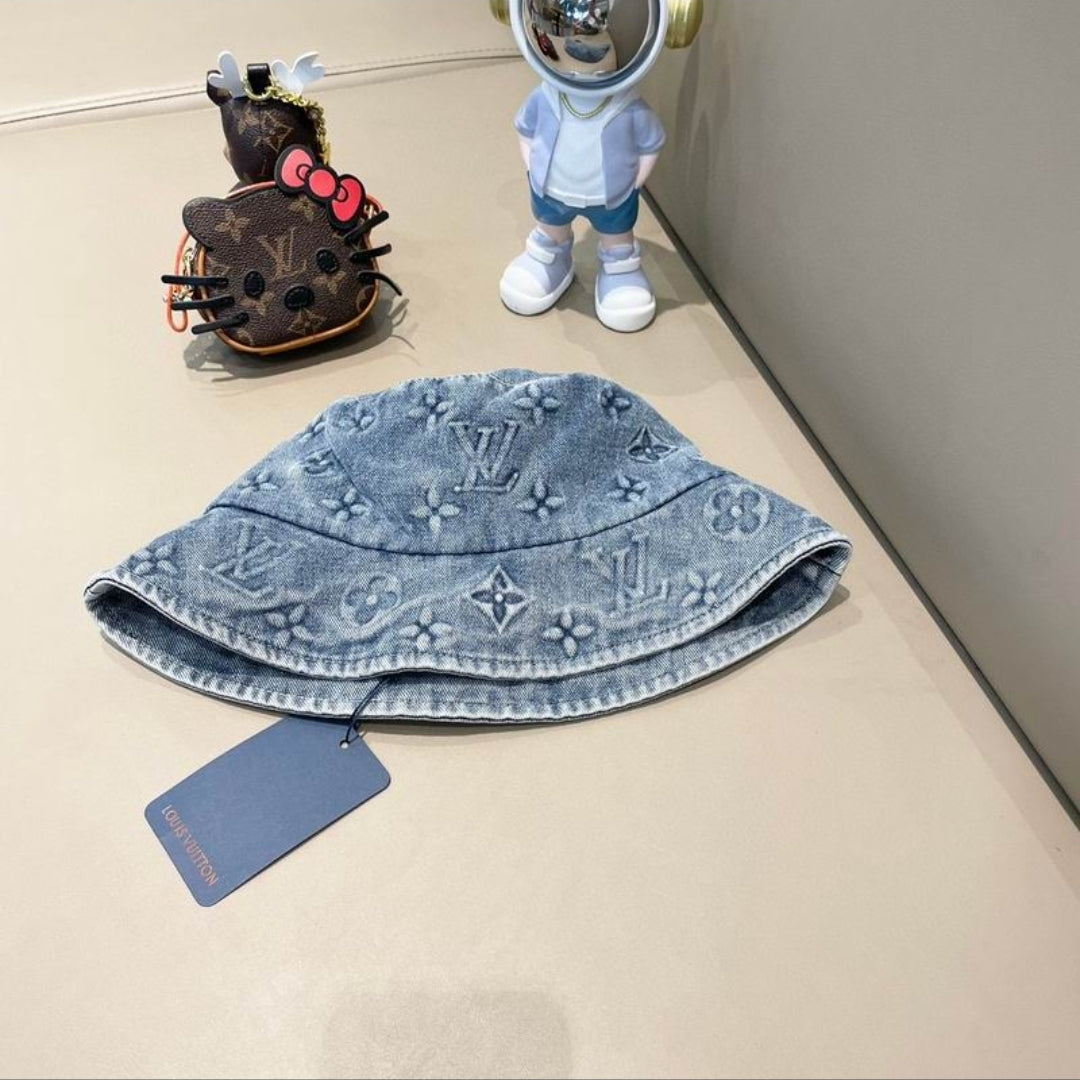LV #Embossed Monogram Denim Bucket