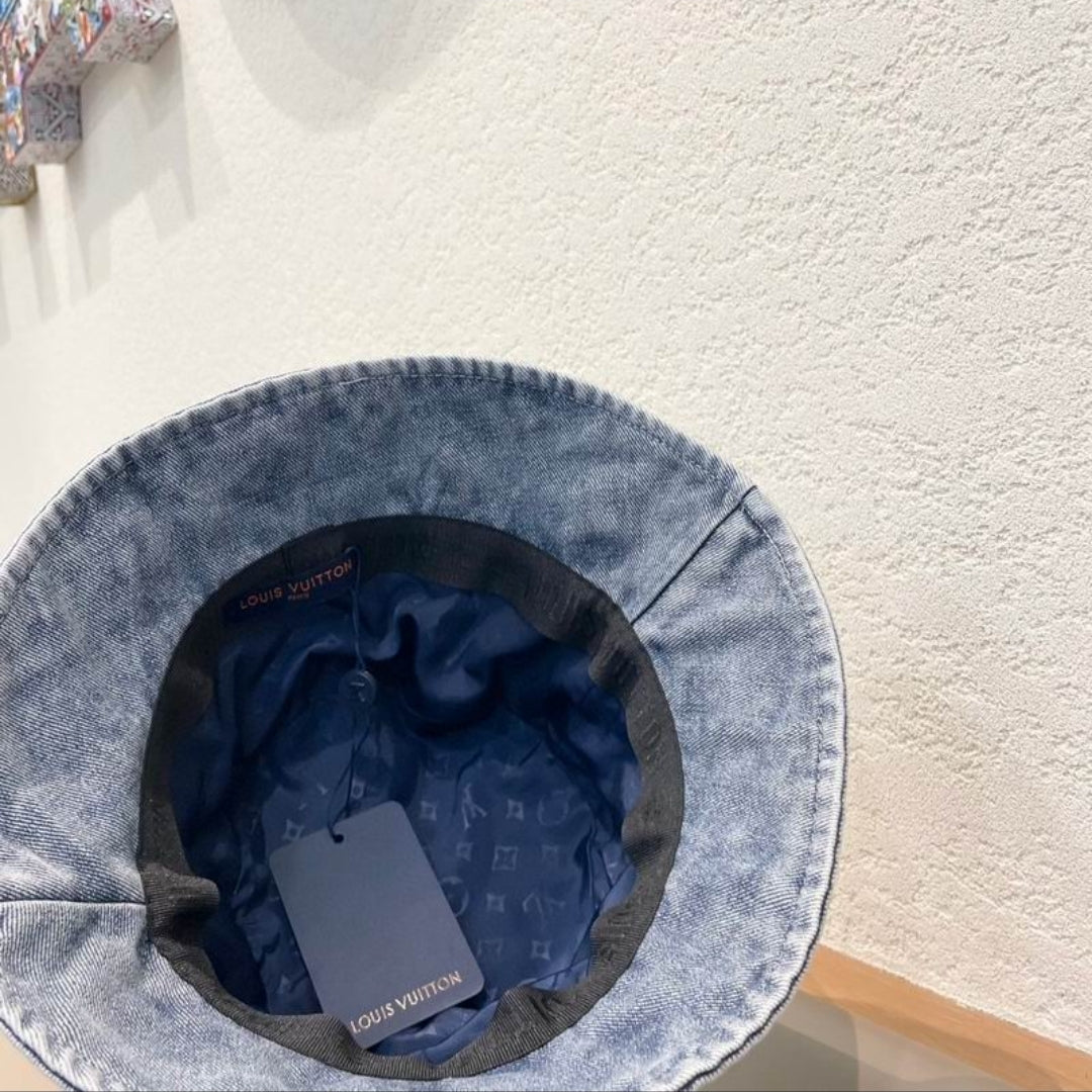 LV #Embossed Monogram Denim Bucket