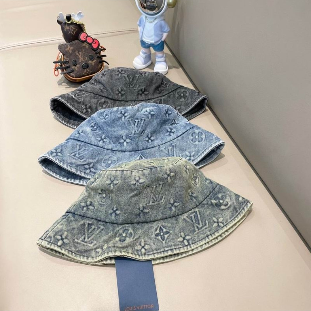 LV #Embossed Monogram Denim Bucket