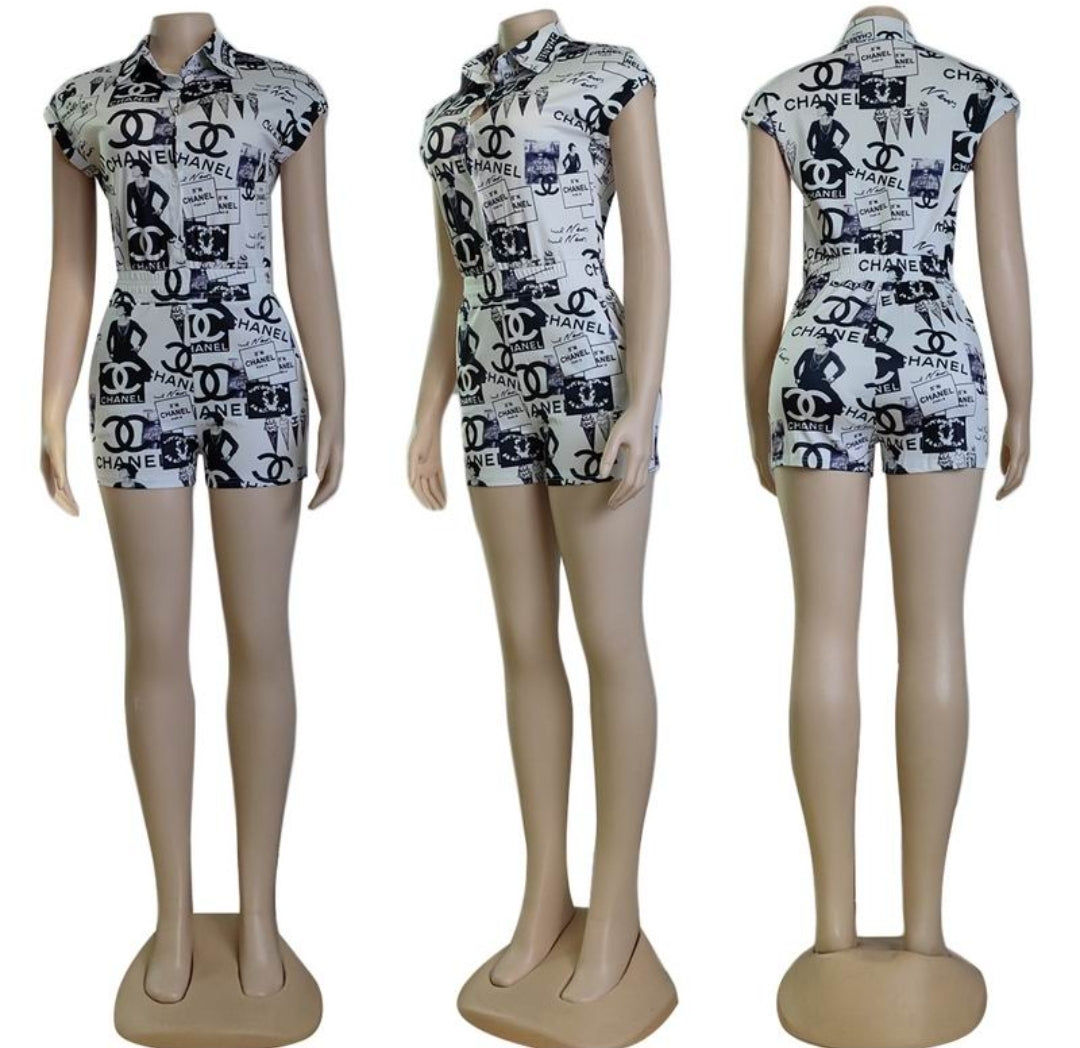 C #Newspaper Print Romper