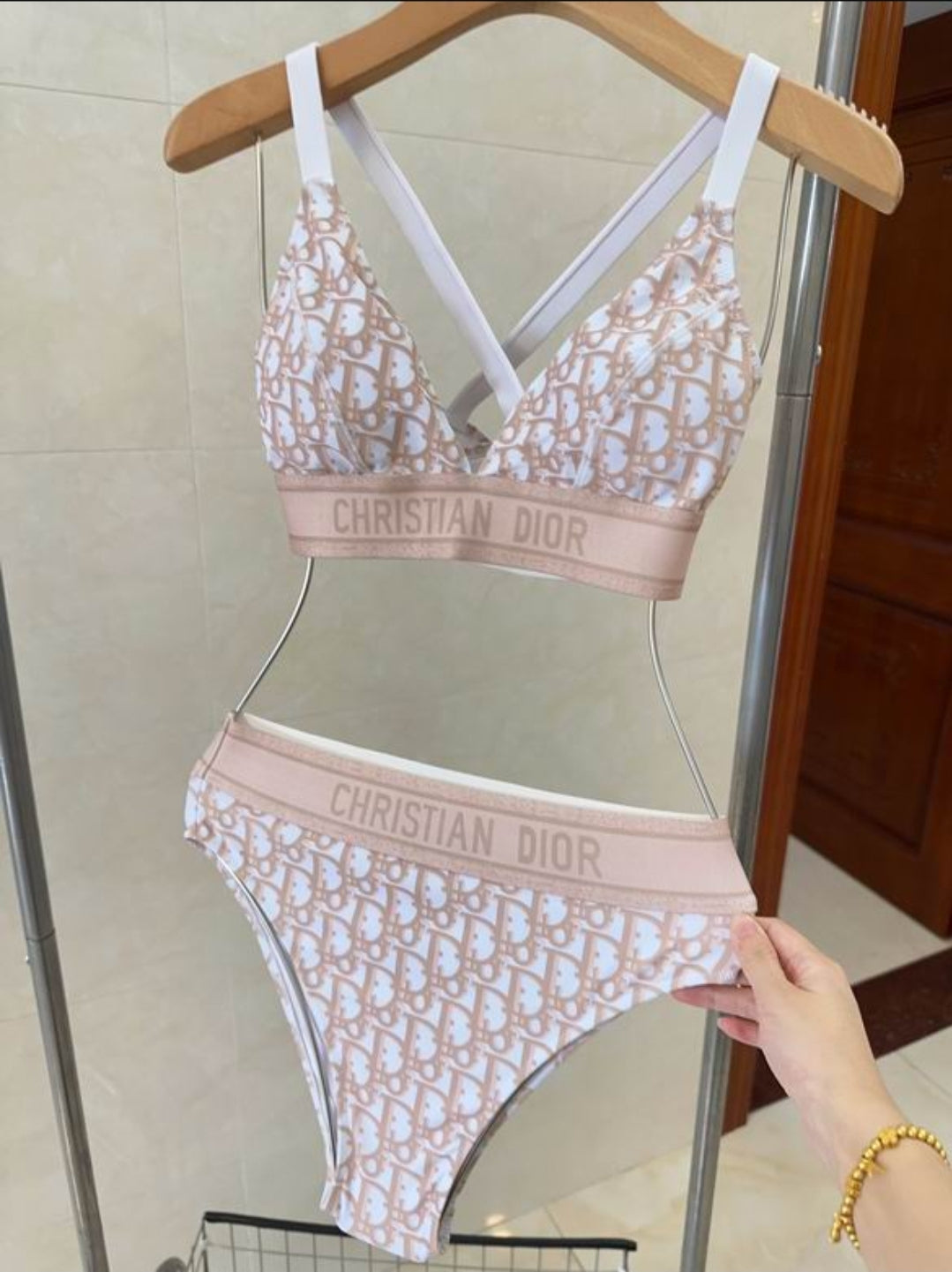 CD #Oblique Banded Two Piece Bikini