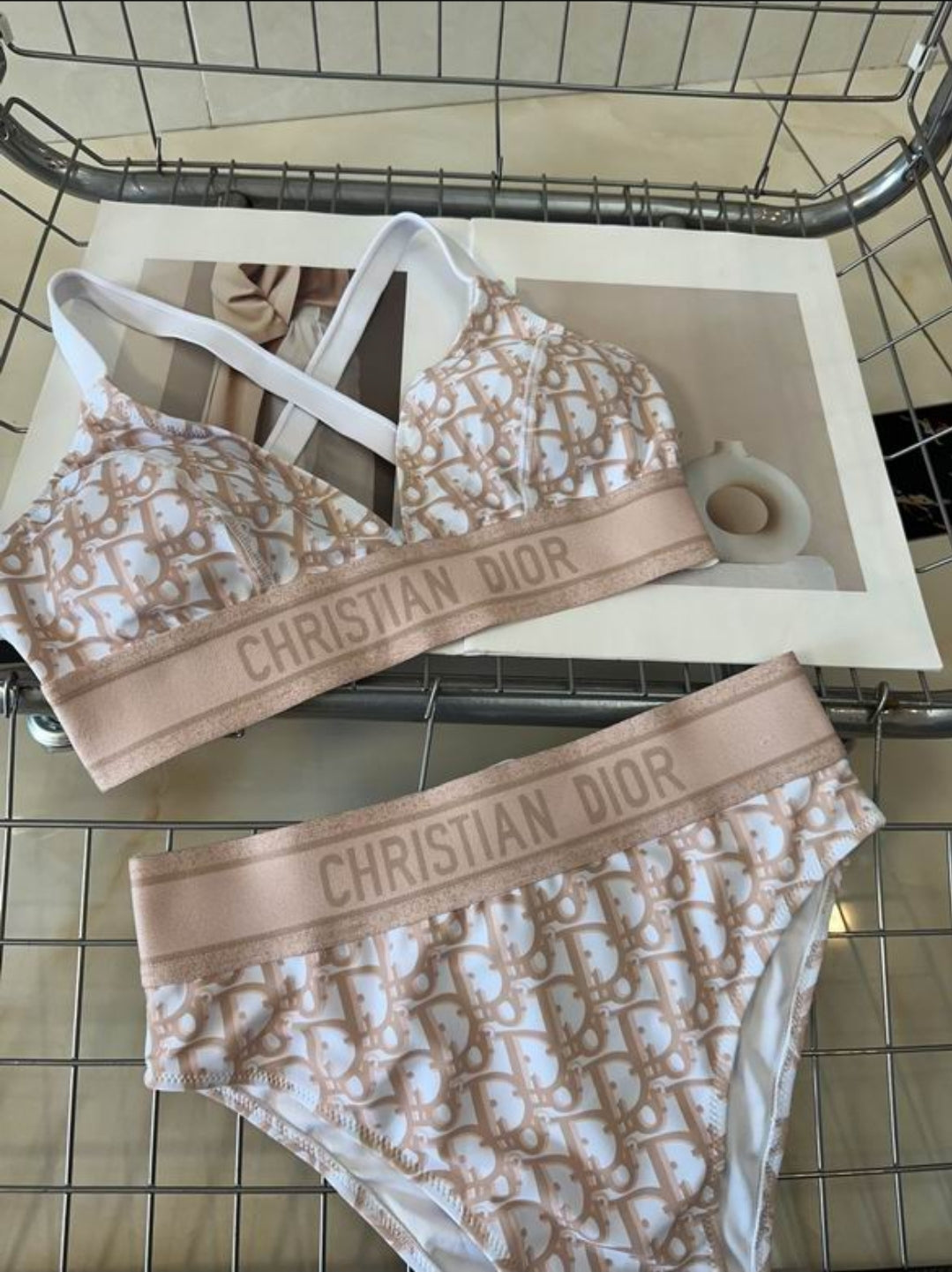 CD #Oblique Banded Two Piece Bikini