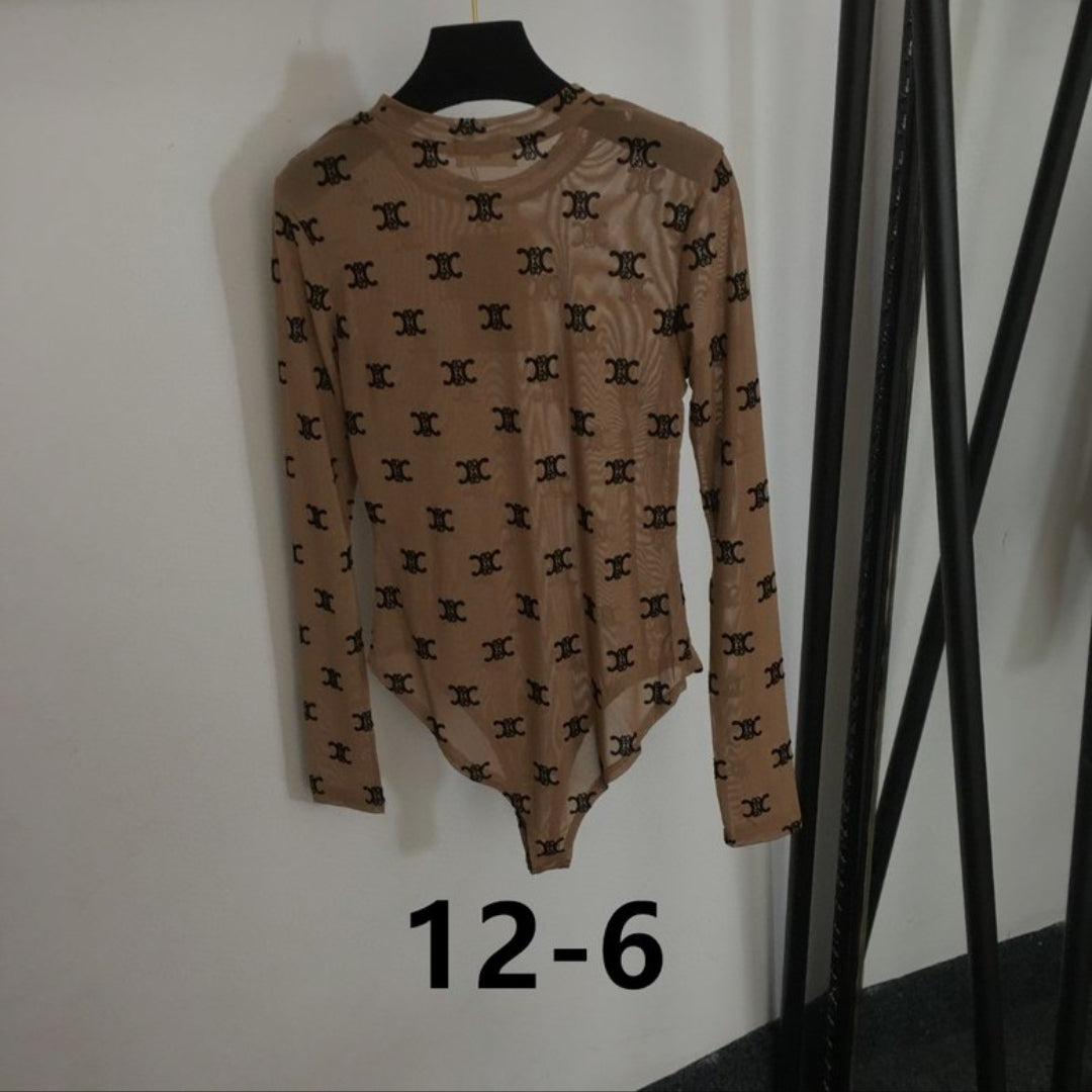Cln #Triomphe Sheer Lace Bodysuit