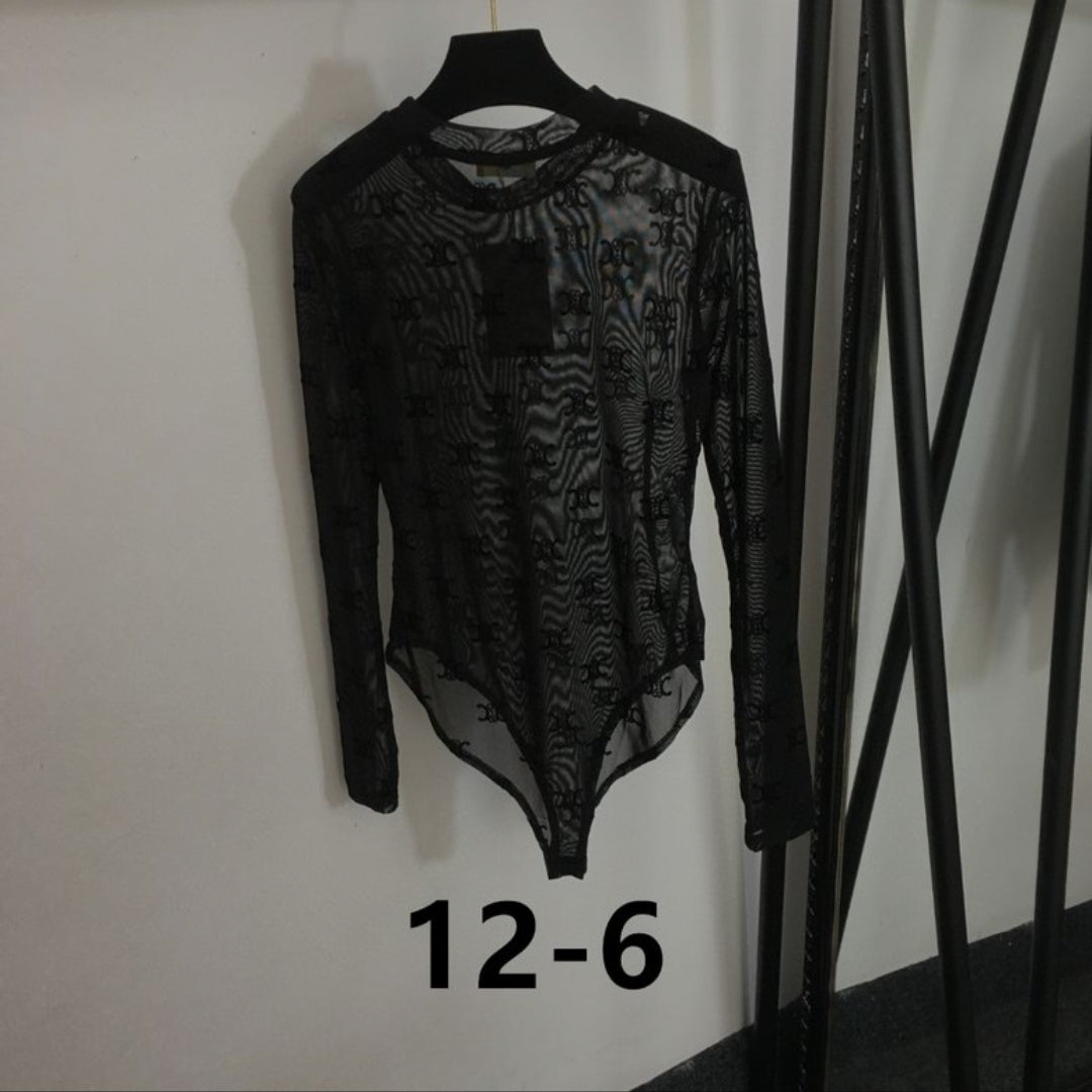 Cln #Triomphe Sheer Lace Bodysuit