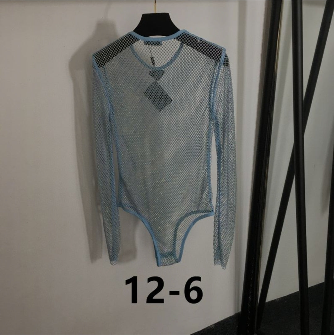 Prd #Rhinestone Mesh Bodysuit