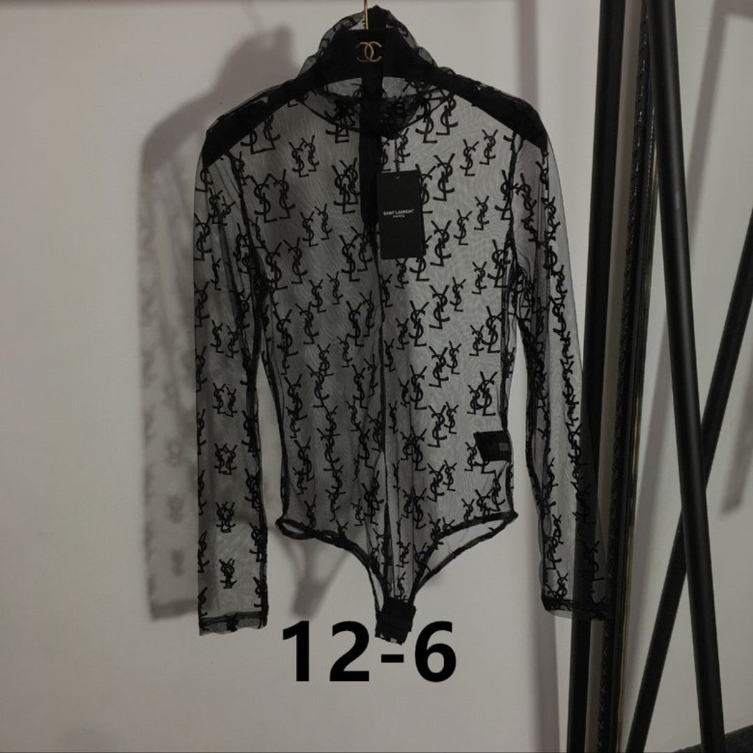 YSL #Sheer Logo Bodysuit