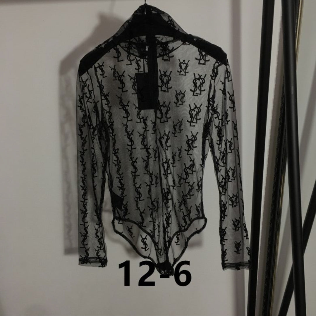 YSL #Sheer Logo Bodysuit