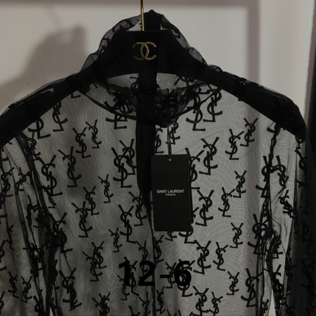 YSL #Sheer Logo Bodysuit