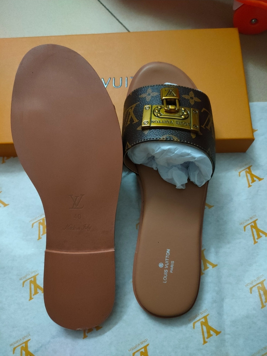 LV #Lock It Flat Mules