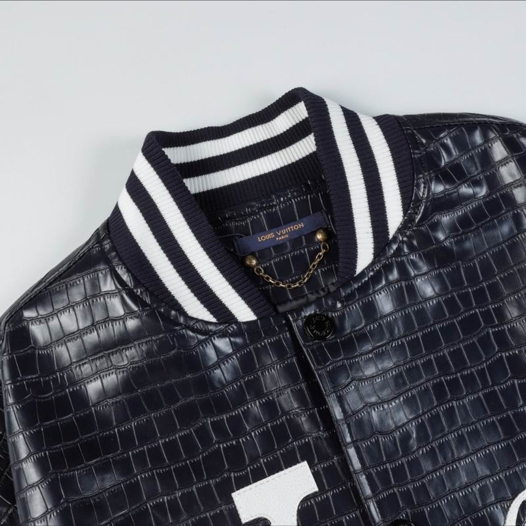 LV #Lovers Crocodile Varsity Jacket