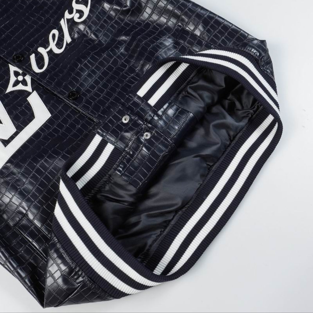 LV #Lovers Crocodile Varsity Jacket