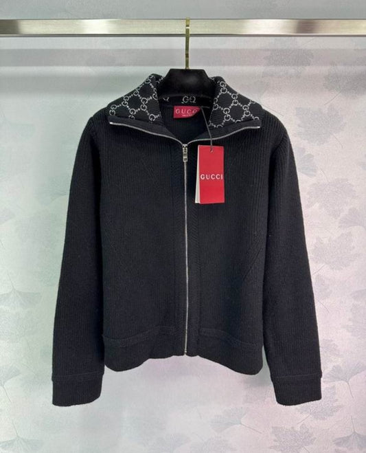 GG #Jacquard Zipper Sweater