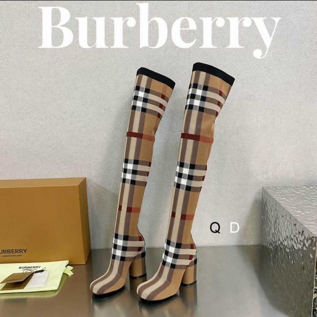 Bur #Checkered Over-The-Knee Boots