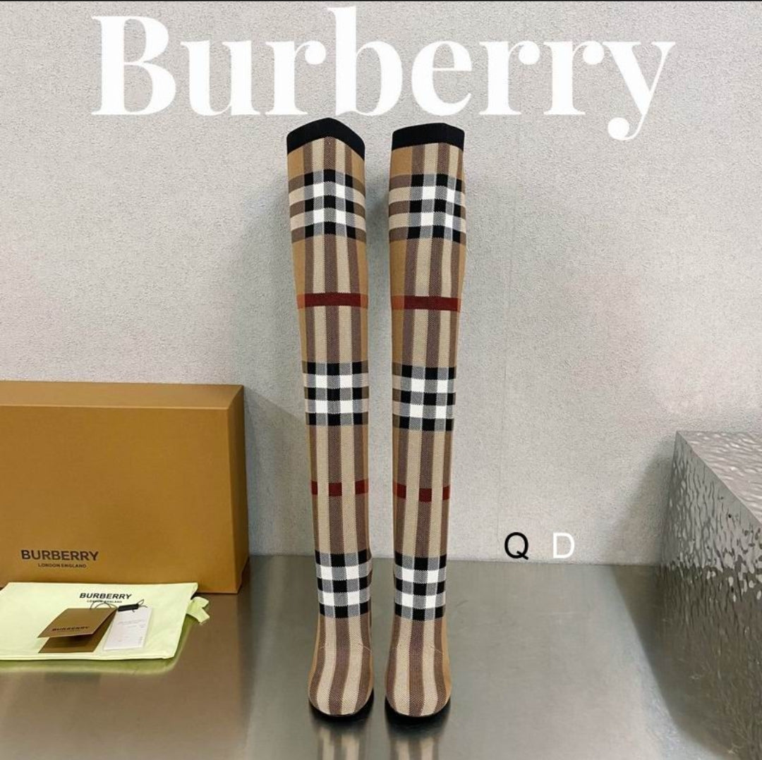 Bur #Checkered Over-The-Knee Boots