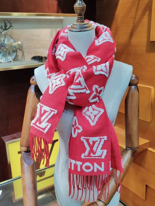 LV #RedMonogram Scarf