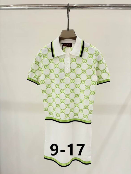 GG #Intarsia Polo Dress