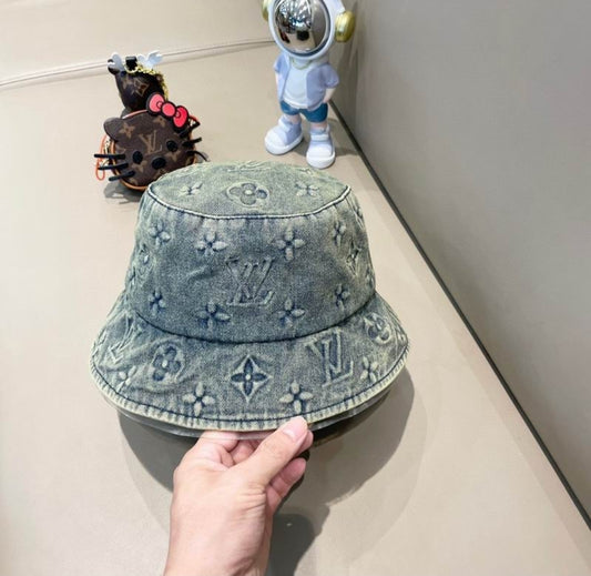 LV #Embossed Monogram Denim Bucket