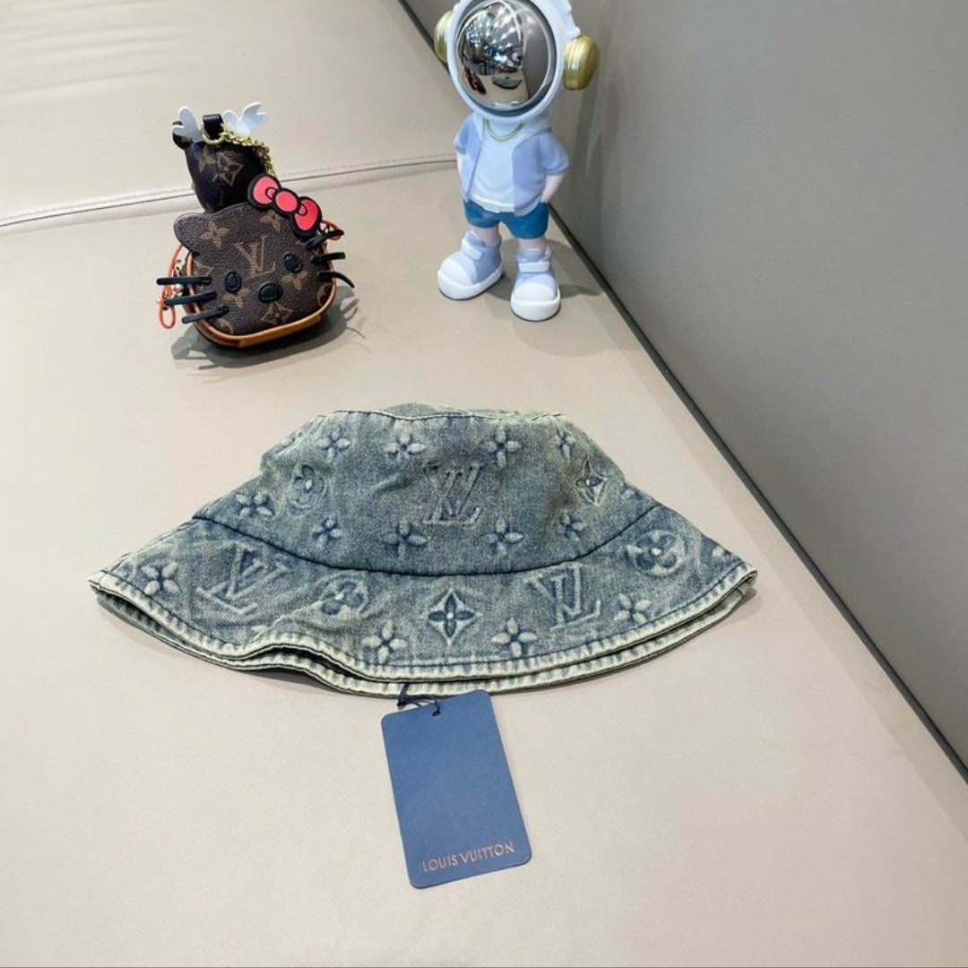 LV #Embossed Monogram Denim Bucket