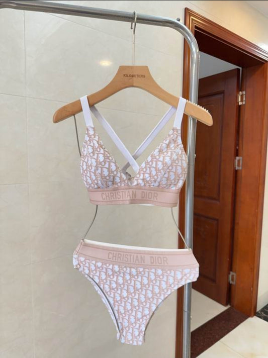 CD #Oblique Banded Two Piece Bikini