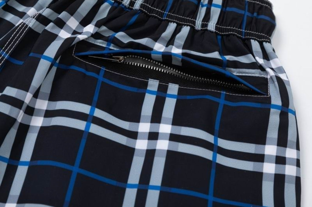 Bur #Check Drawstring Shorts