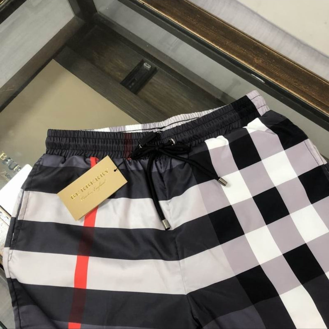 Bur #Check Drawstring Shorts