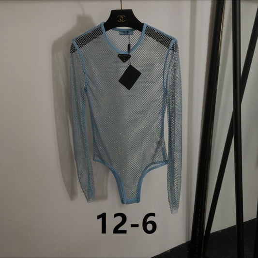 Prd #Rhinestone Mesh Bodysuit