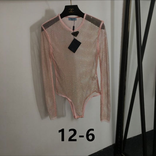 Prd #Rhinestone Mesh Bodysuit