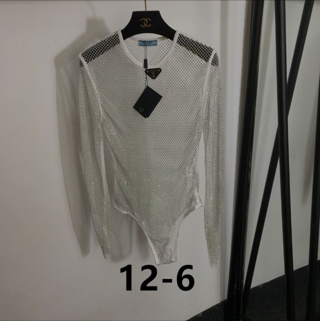 Prd #Rhinestone Mesh Bodysuit