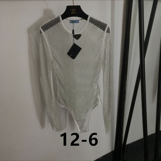 Prd #Rhinestone Mesh Bodysuit