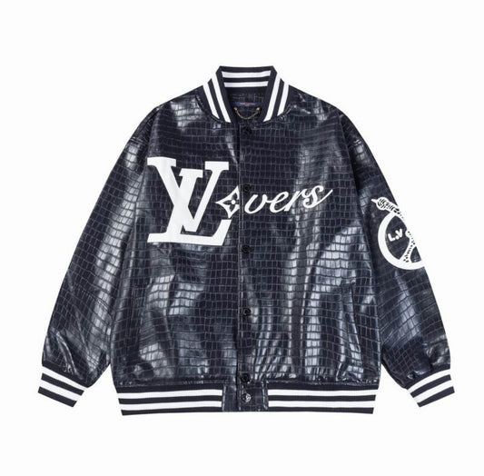 LV #Lovers Crocodile Varsity Jacket